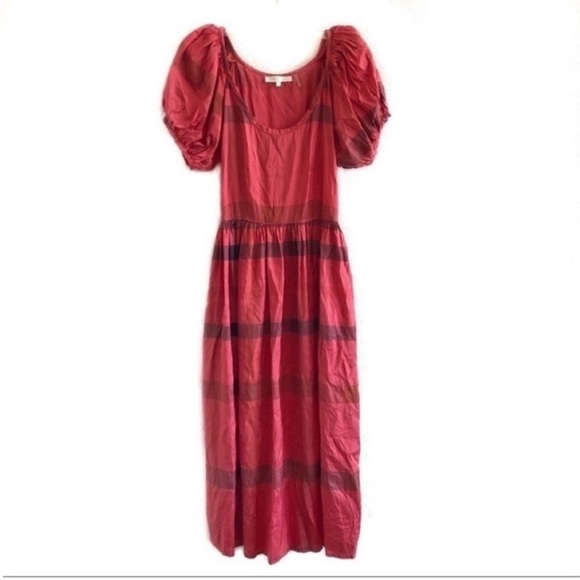 LoveShackFancy Lais Silk Midi Dress Ruby Red - Picture 3 of 10